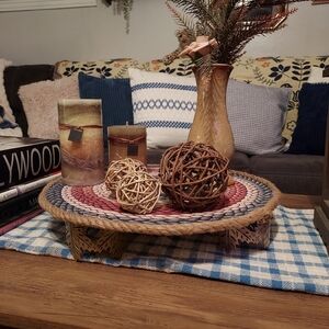 Rustic Wood Boho Riser Fabric  Tray